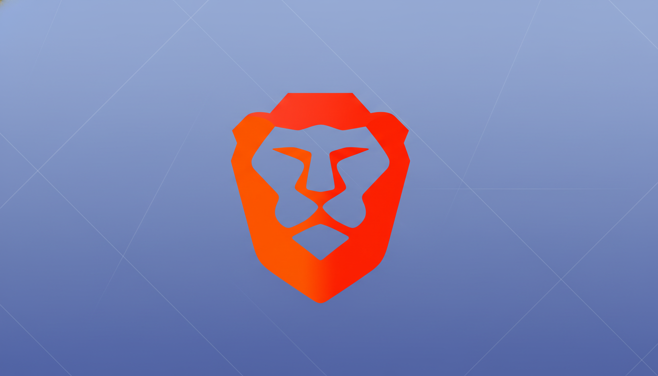 brave_browser_edited_1761517854.png A red and orange gradient lions head logo centered on a soft blue background with subtle geometric patterns.