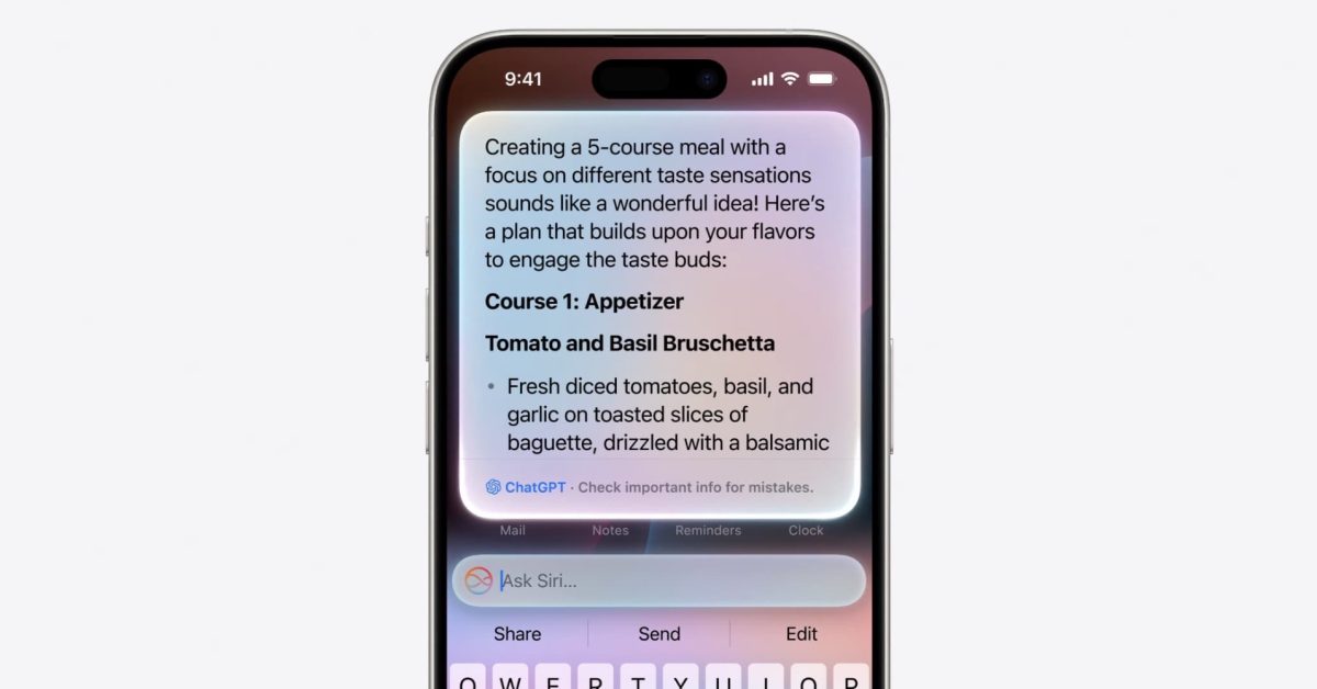 chatgpt-siri-recipe.jpg Cook: Apple to ‘integrate with more’ AI providers beyond OpenAI