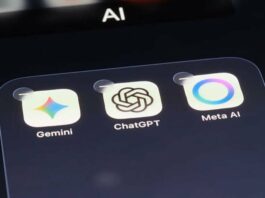 ChatGPT, Gemini and Meta AI app icons on screen