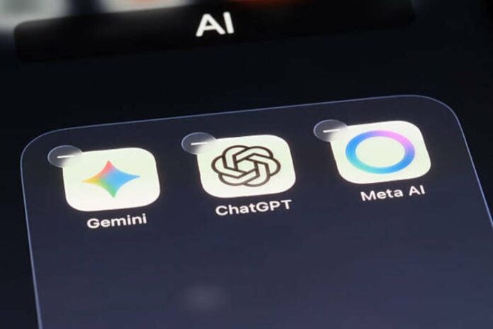 ChatGPT, Gemini and Meta AI app icons on screen