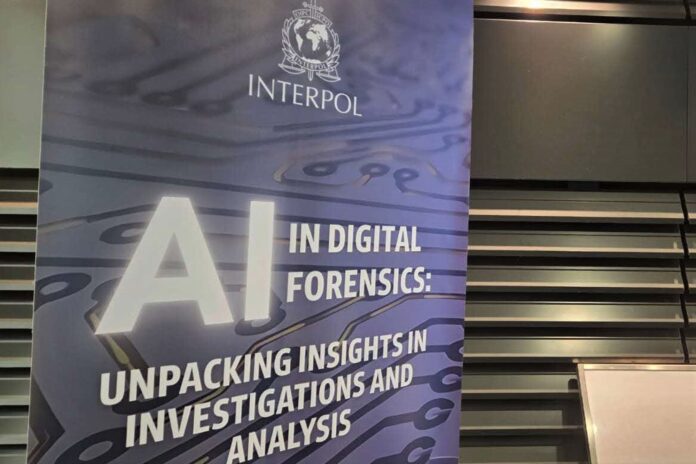 interpol-1.jpg A close-up of the Interpol banner for the "AI in Digital Forensics" event.