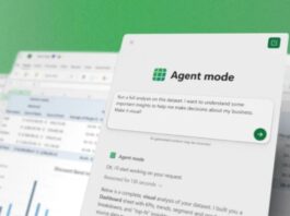 AI-powered data analysis and visualization tools in agent mode interface on computer screens.