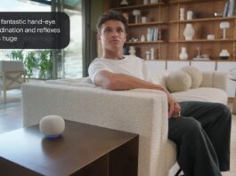 A screenshot of Google's quick teaser of Gemini for Home during its event in NYC, as well as a new speaker product teaser.