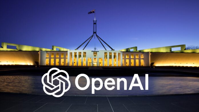 parliament20house20openAI.jpg OpenAI logo superimposed on an evening shot of Parliament House, Canberra