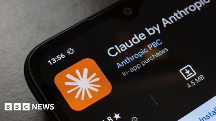The Claude app as displayed on a phone screen. It is an orange logo with a white splash in the middle. 