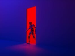 robot going through door