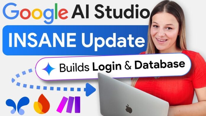 Google AI Studio connected to Firebase showing email login and signup flow