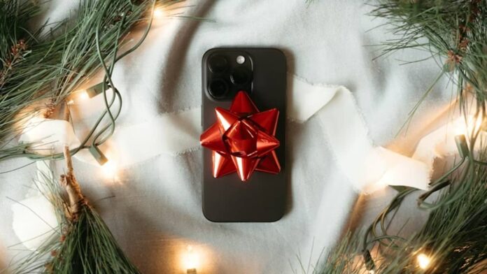 Phone with a bow on it.