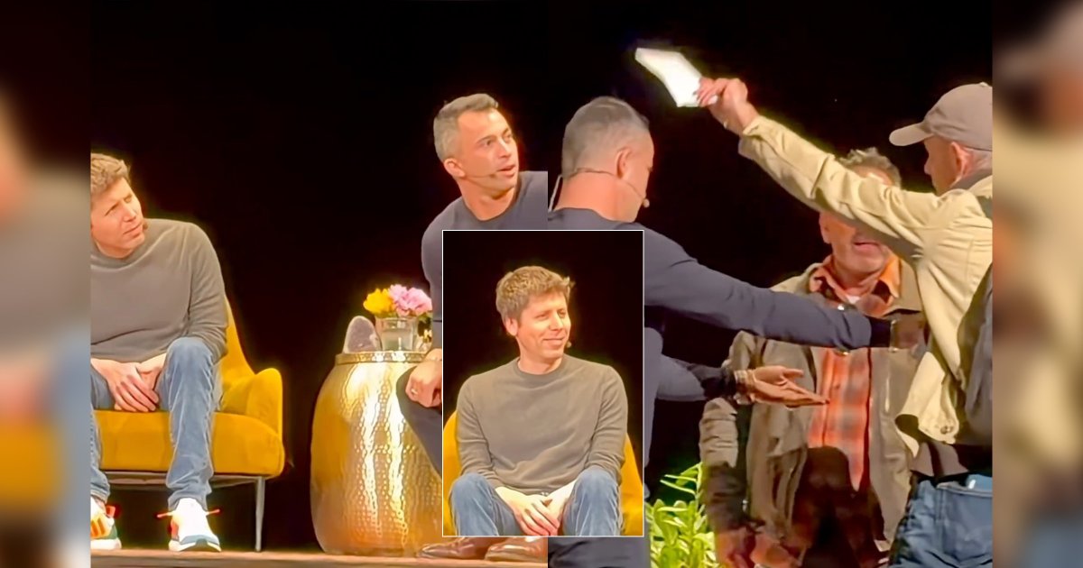 sam-altman-subpoena-onstage.jpg Sam Altman Gets Served Subpoena Live Onstage