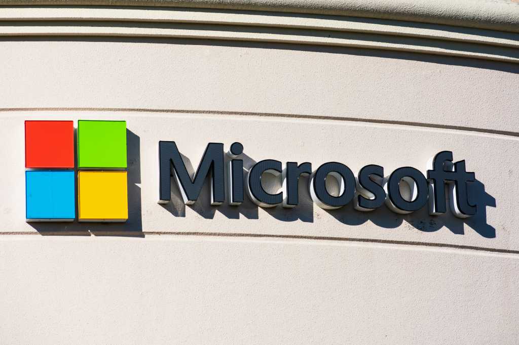 4111553-0-21615100-1766589322-shutterstock_1536940715.jpg Microsoft sign and logo on the facade of corporation campus in Silicon Valley. The company headquartered in Redmond, Washington - Mountain View, California, USA - 2019