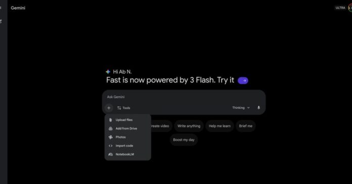 Gemini app adds NotebookLM, details Flash usage limits