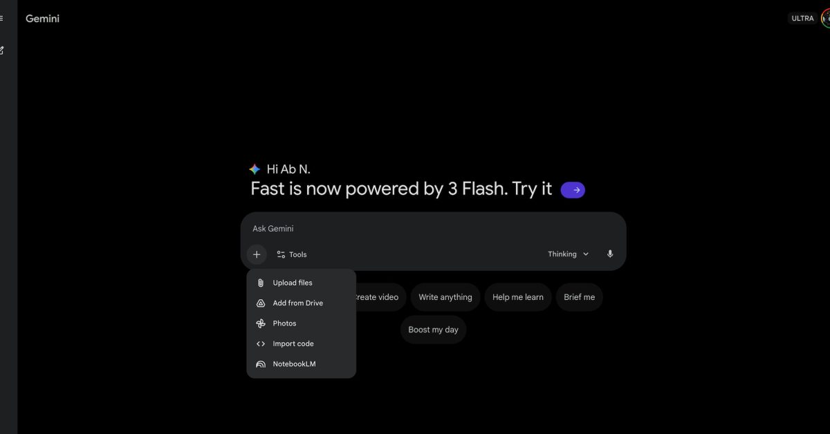 Gemini-app-NotebookLM-1.jpg Gemini app adds NotebookLM, details Flash usage limits