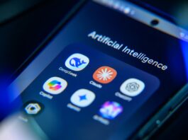 The Deepseek AI app icon appears alongside other AI chatbot applications in this photo illustration.