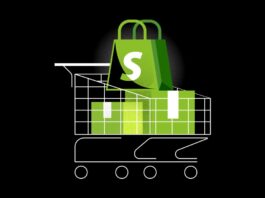 Shopping cart filled with Shopify-adorned bags