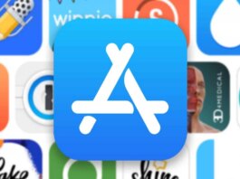 apple app store logo with blurred background