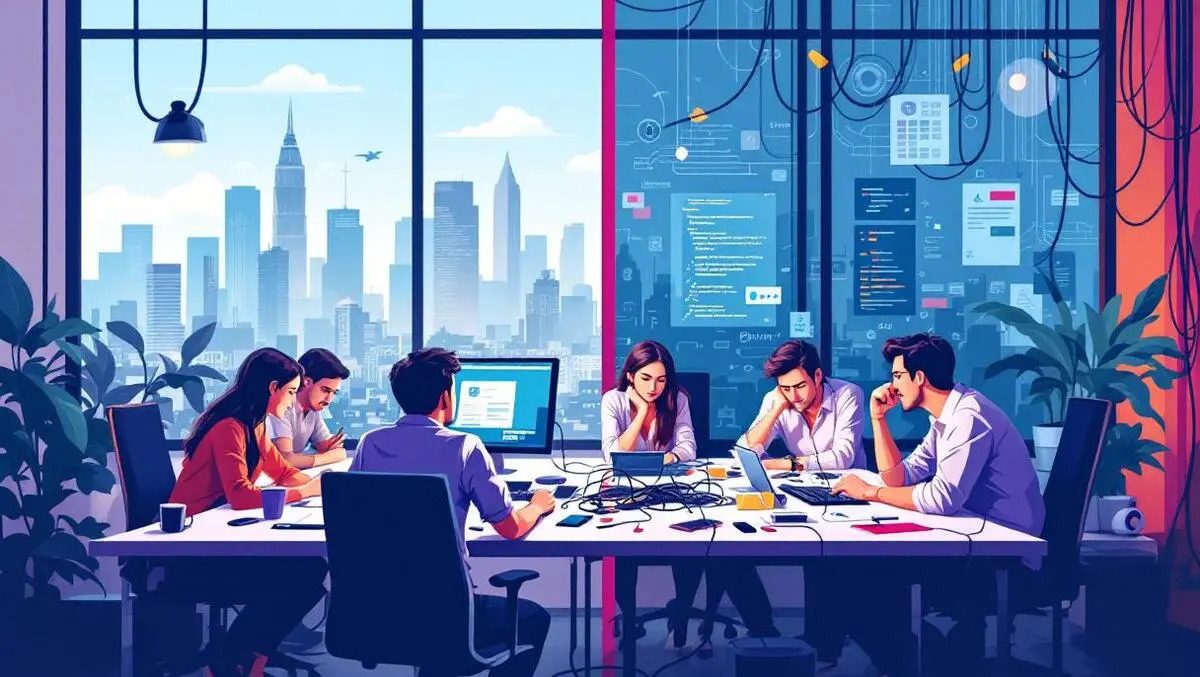 compatible_singapore_dev_team_automated_vs_chaotic_workflow_split_scene.jpg AI speeds coding but costs Singapore teams a day weekly