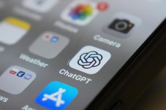 Chat GPT app icon is seen on a smartphone screen in Chicago, Aug. 4. AP-Yonhap