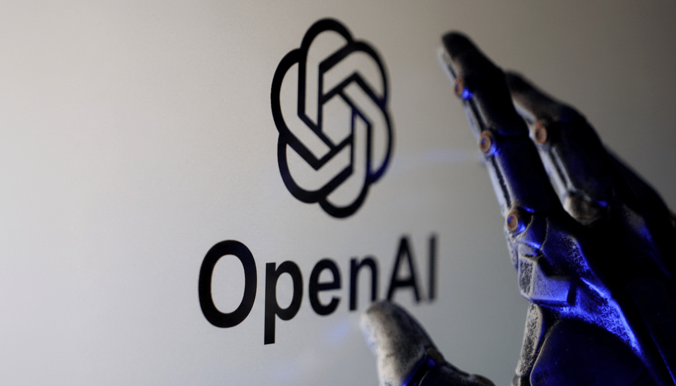 openai_edited_1765303106.png The OpenAI logo and name are displayed on a screen, with a robotic hand reaching towards it.