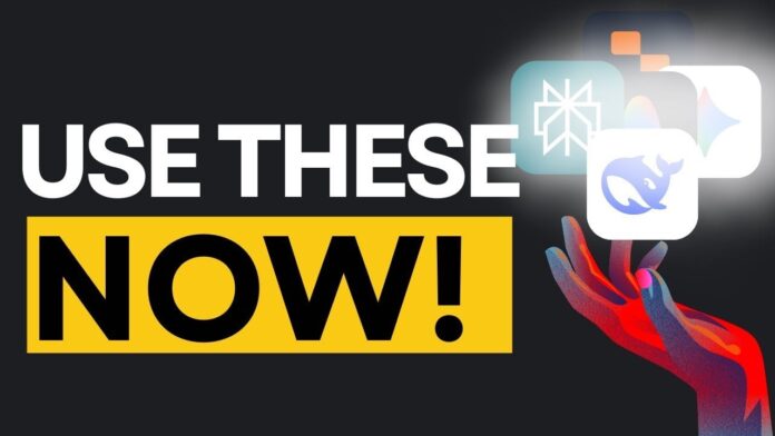 Six practical AI options for 2026 shown across research, coding, video, and automation tasks with clear use cases.