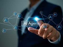 Multi agent AI systems, Businessman holding AI agents, AI driven solutions