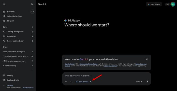 Google tests Gemini Auto Browse tool for Chrome users