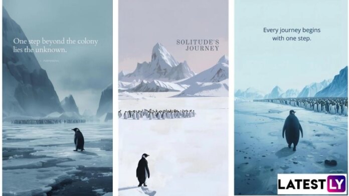 Create Viral Penguin Walking Towards a Mountain Wallpaper With AI Tools