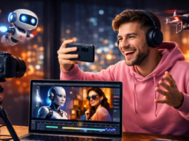 Creating a Viral Video in Minutes: My Step-by-Step Journey – Unite.AI A man wearing a pink sweater making a viral video in minutes with AI.