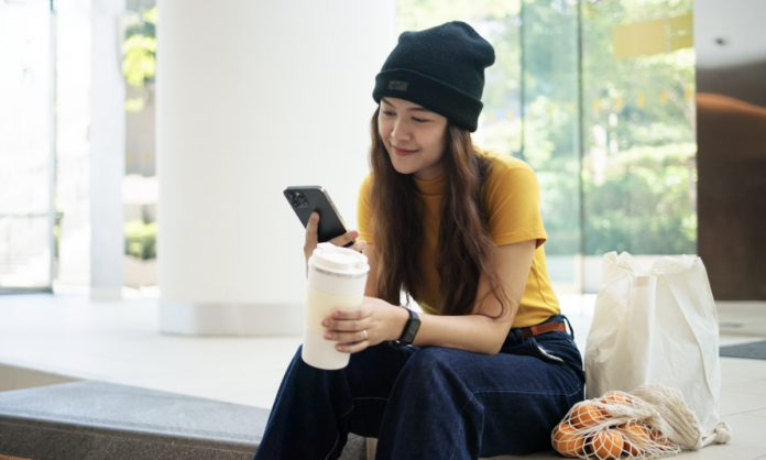 young woman with phone