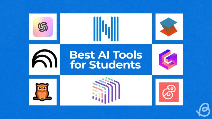 illustration showing logos of the best AI tools for students