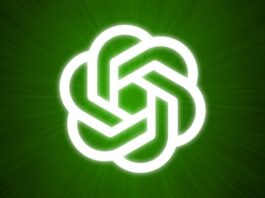 An OpenAI logo over a green background.