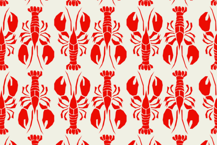 red lobster flat seamless pattern
