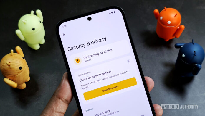Photo of an Android phone with out of date software