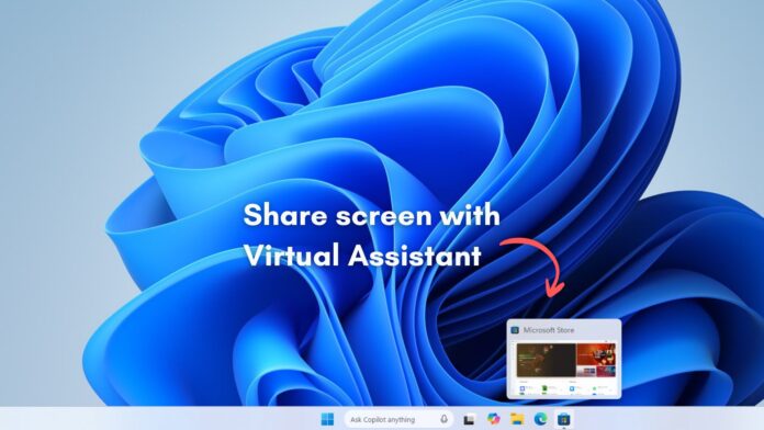 Share any window from taskbar with virtual assistant