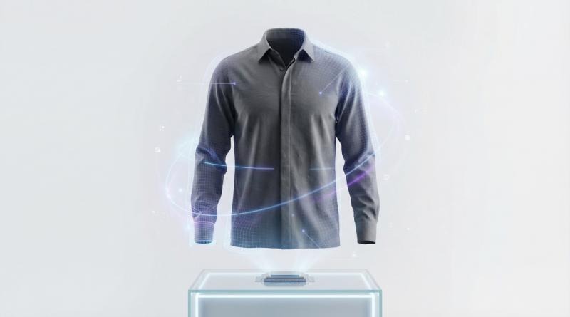 316710851_g.jpg AI-powered ghost mannequin technology helping fashion ecommerce brands create professional product images without traditional mannequins or studio editing. The illustration shows a floating garment in a clean studio environment with subtle AI interface el