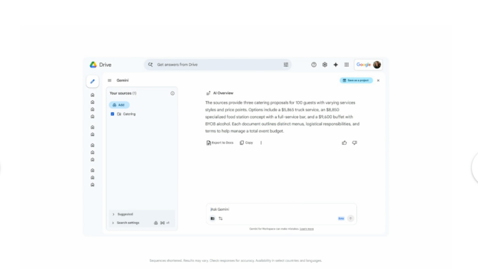 Google embeds Gemini across Docs, Sheets, Slides and Drive