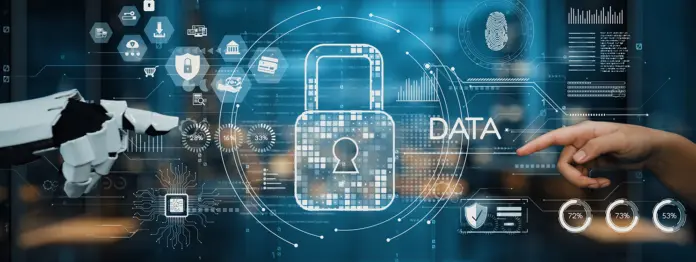 digital padlock symbol on a tech background