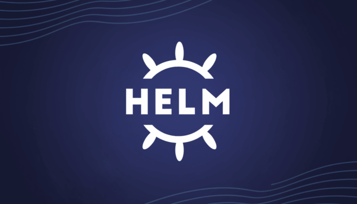 The Helm logo, featuring the word HELM in white capital letters within a white stylized ships wheel, set against a dark blue background with subtle, wavy lines in the corners.