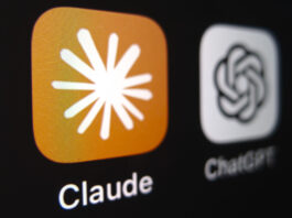 Users Shift from ChatGPT to Claude as OpenAI Partners with Pentagon The Claude icon is shown in the foreground on a screen, with the ChatGPT icon blurred in the background.