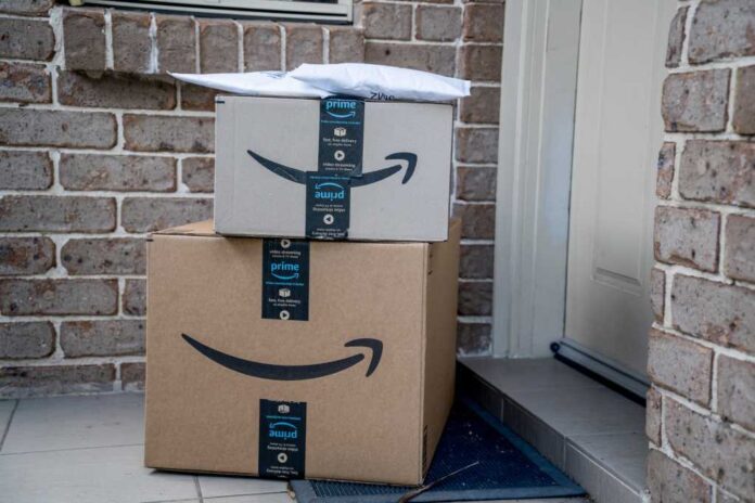 amazon boxes on step
