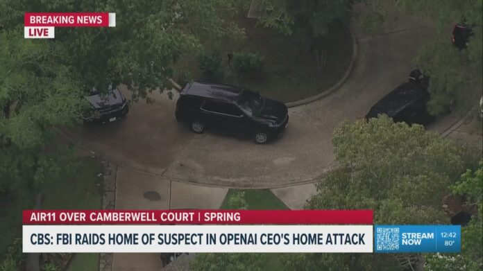FBI raids home of man accused of throwing Molotov cocktail at OpenAI CEO's home