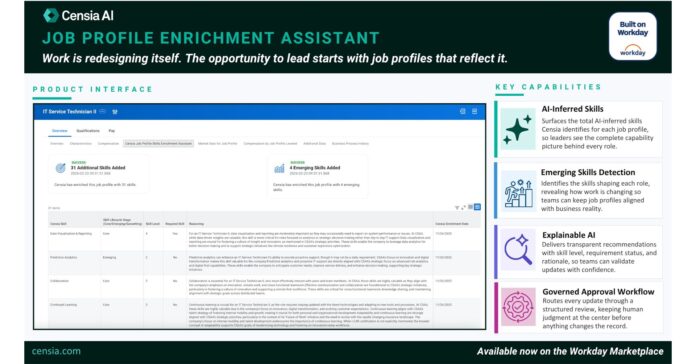 Censia AI Launches Workday Marketplace App That Helps HR Leaders Understand and Act on AI-Powered Workforce Intelligence