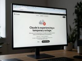 Claude AI chatbot outage screen showing error accessing chat and code services across platforms